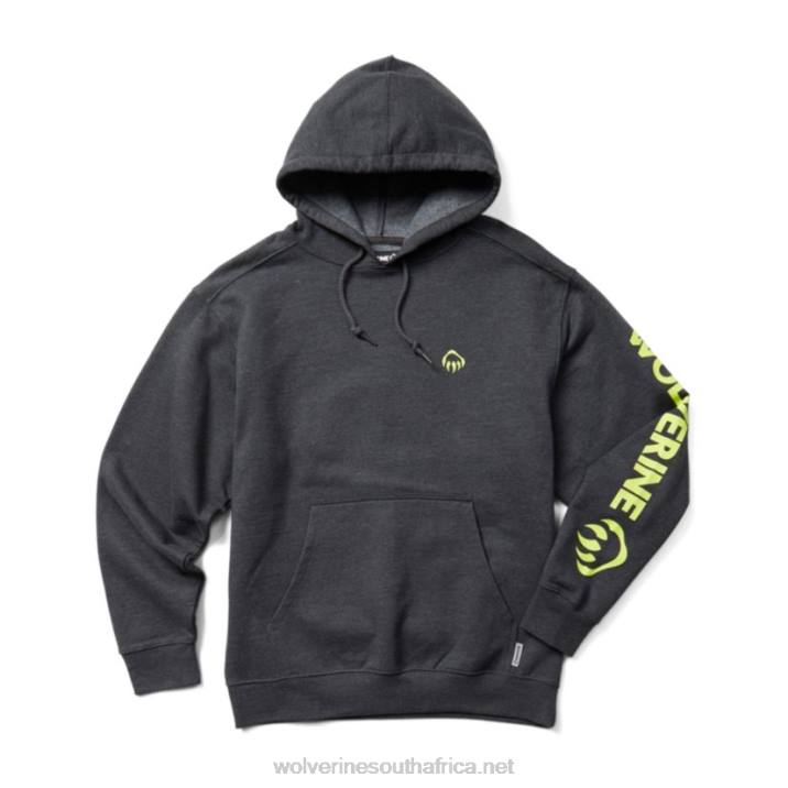 men_graphic_hoody_sleeve_logo_vzrn233_onyx_heather_wolverine.jpg Men Graphic Hoody- Sleeve Logo VZRN233 Onyx Heather Wolverine - Image 1