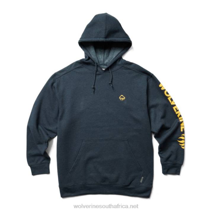 men_graphic_hoody_sleeve_logo_vzrn235_dark_navy_heather_wolverine.jpg Men Graphic Hoody- Sleeve Logo VZRN235 Dark Navy Heather Wolverine - Image 1