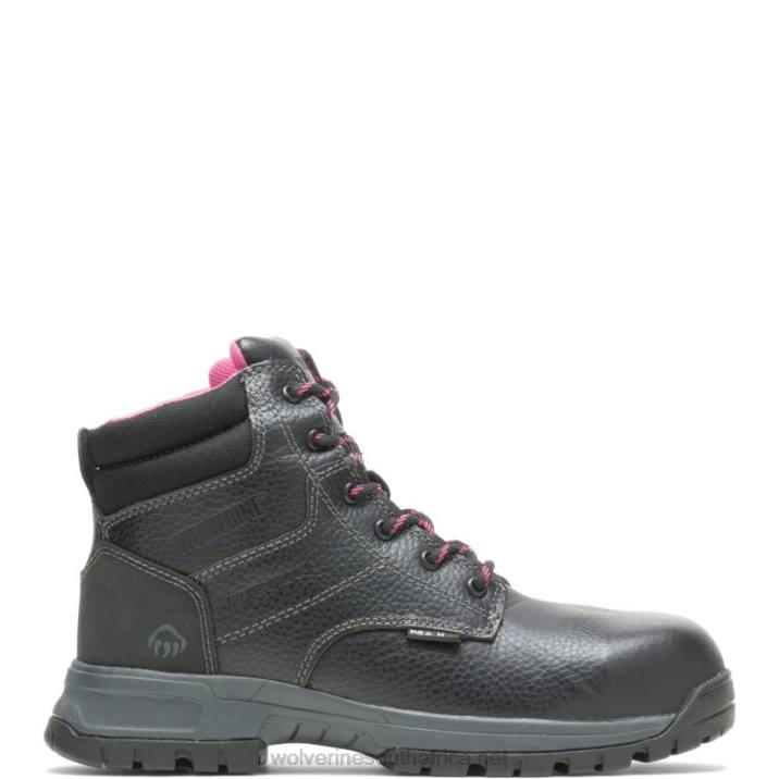 Women Piper Waterproof Composite-Toe 6" Work Boot VZRN103 Black Wolverine - Image 1
